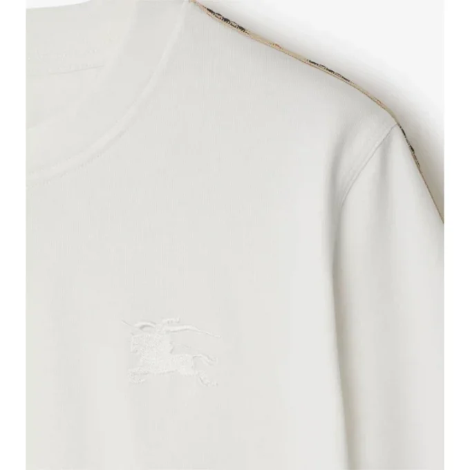 Camiseta de algodón con ribete de cuadros Camiseta de algodón con ribete de cuadros