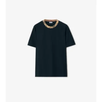 Camiseta de algodón con ribetes a cuadros