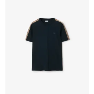 Camiseta de algodón con ribetes a cuadros