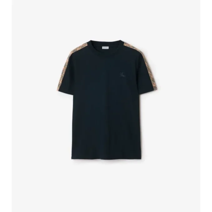 Camiseta de algodón con ribetes a cuadros