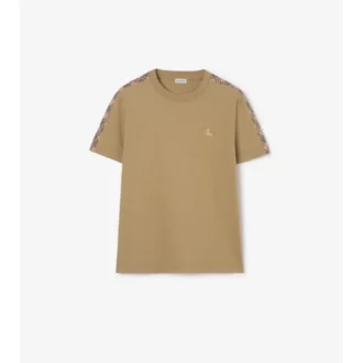 Camiseta de algodón con ribetes a cuadros