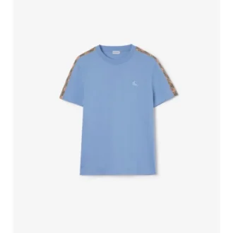 Camiseta de algodón con ribetes a cuadros