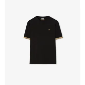 Camiseta de algodón con ribetes a cuadros