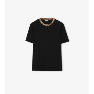 Camiseta de algodón con ribetes a cuadros