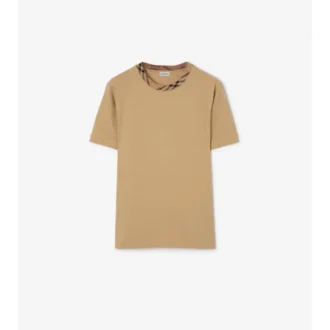 Camiseta de algodón con ribetes a cuadros
