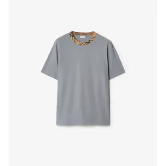Camiseta de algodón con ribetes a cuadros