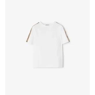 Camiseta de algodón con ribetes a cuadros