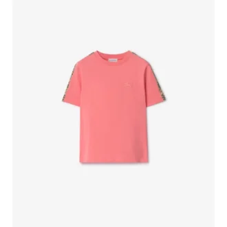 Camiseta de algodón con ribetes a cuadros