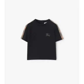 Camiseta de algodón con ribetes a cuadros