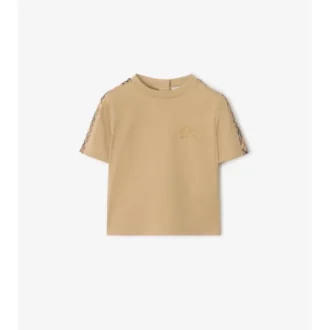 Camiseta de algodón con ribetes a cuadros