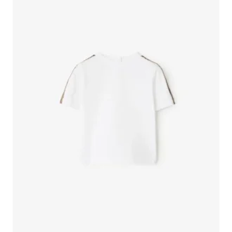 Camiseta de algodón con ribetes a cuadros