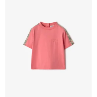 Camiseta de algodón con ribetes a cuadros