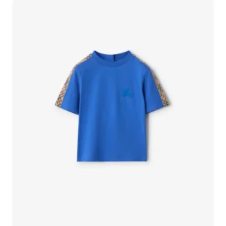 Camiseta de algodón con ribetes a cuadros