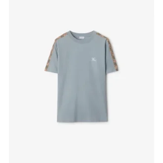 Camiseta de algodón con ribetes a cuadros