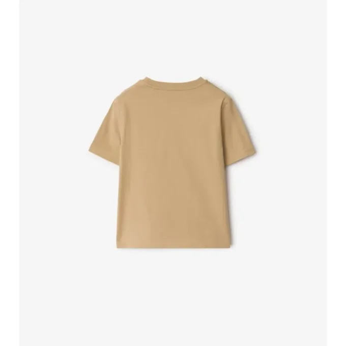 Camiseta de algodón con ribetes a cuadros Camiseta de algodón con ribetes a cuadros