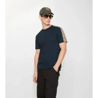 Camiseta de algodón con ribetes a cuadros