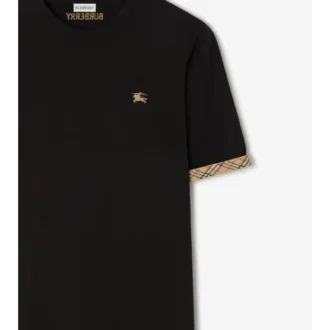 Camiseta de algodón con ribetes a cuadros