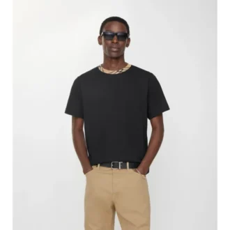 Camiseta de algodón con ribetes a cuadros