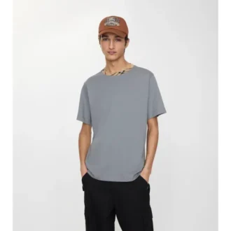 Camiseta de algodón con ribetes a cuadros