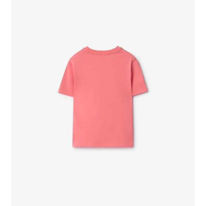 Camiseta de algodón con ribetes a cuadros Camiseta de algodón con ribetes a cuadros
