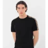 Camiseta de algodón con ribetes a cuadros Camiseta de algodón con ribetes a cuadros