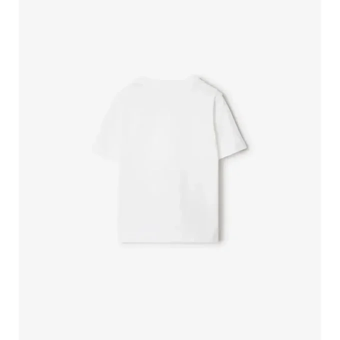 Camiseta de algodón con ribetes a cuadros Camiseta de algodón con ribetes a cuadros