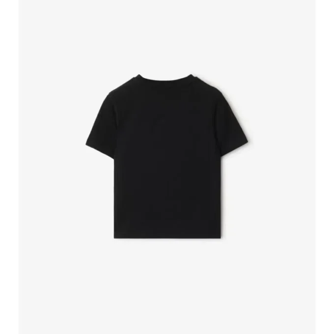 Camiseta de algodón con ribetes a cuadros Camiseta de algodón con ribetes a cuadros