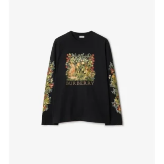 Camiseta de algodón de manga larga con estampado de bosque