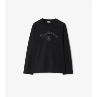 Camiseta de algodón de manga larga con logotipo gótico