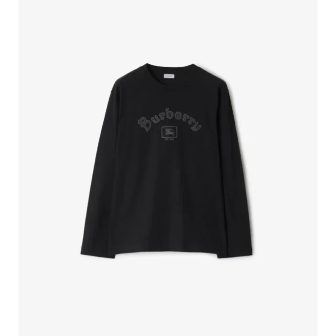 Camiseta de algodón de manga larga con logotipo gótico Camiseta de algodón de manga larga con logotipo gótico