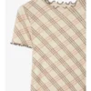 Camiseta de algodón elástico con estampado de cuadros Camiseta de algodón elástico con estampado de cuadros