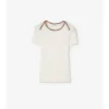 Camiseta de algodón elástico con ribete de cuadros