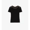 Camiseta de algodón elástico con ribete de cuadros Camiseta de algodón elástico con ribete de cuadros