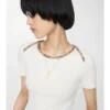 Camiseta de algodón elástico con ribete de cuadros
