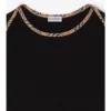 Camiseta de algodón elástico con ribete de cuadros Camiseta de algodón elástico con ribete de cuadros