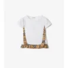 Camiseta de algodón elástico con volantes a cuadros