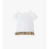 Camiseta de algodón elástico con volantes a cuadros
