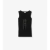 Camiseta sin mangas de mezcla de algodón con ribete a cuadros Camiseta sin mangas de mezcla de algodón con ribete a cuadros