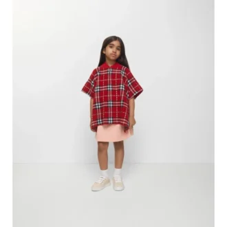 Capa de lana con estampado de cuadros
