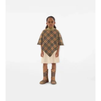 Capa de lana con estampado de cuadros