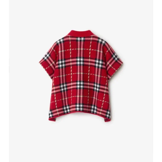 Capa de lana con estampado de cuadros