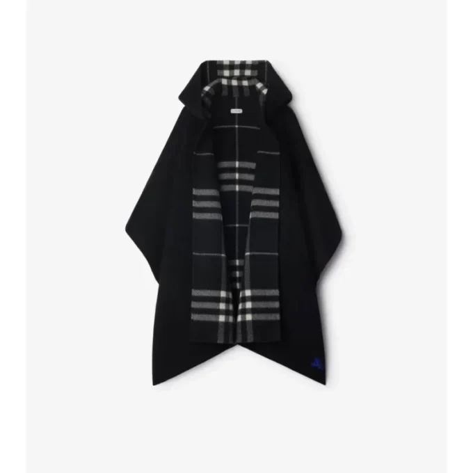 Capa reversible de cachemira con estampado de cuadros
