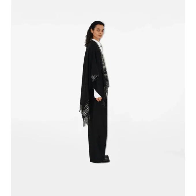 Capa reversible de lana a cuadros