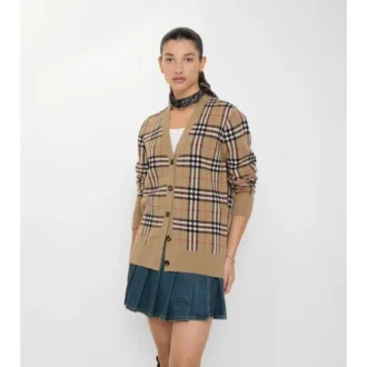Cardigan de algodón con estampado de cuadros