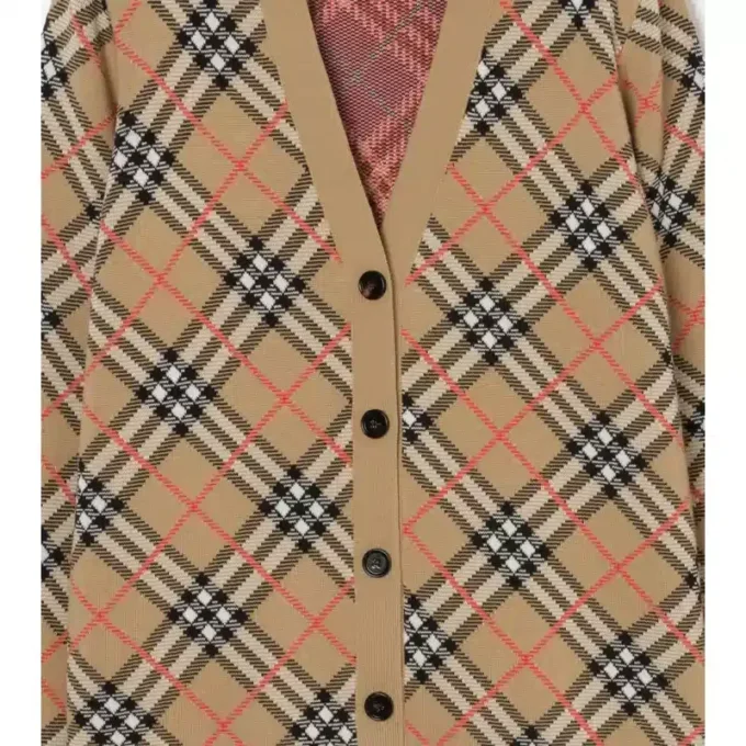 Cardigan de algodón con estampado de cuadros Cardigan de algodón con estampado de cuadros