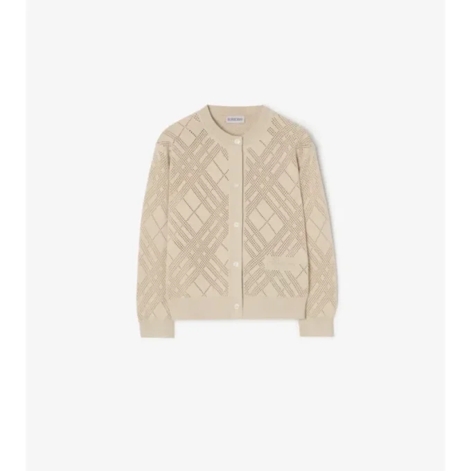 Cardigan de algodón de punto calado Cardigan de algodón de punto calado