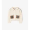 Cardigan de algodón y lana con bolsillos de cuadros