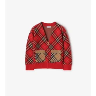 Cardigan de lana con estampado de cuadros