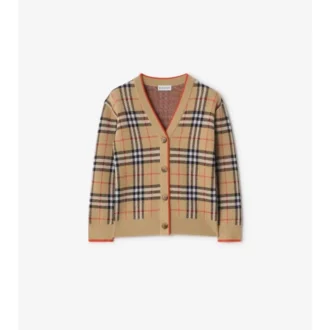Cardigan de lana con estampado de cuadros