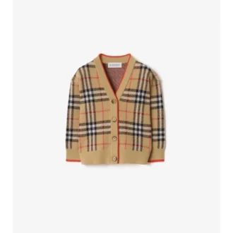 Cardigan de lana con estampado de cuadros